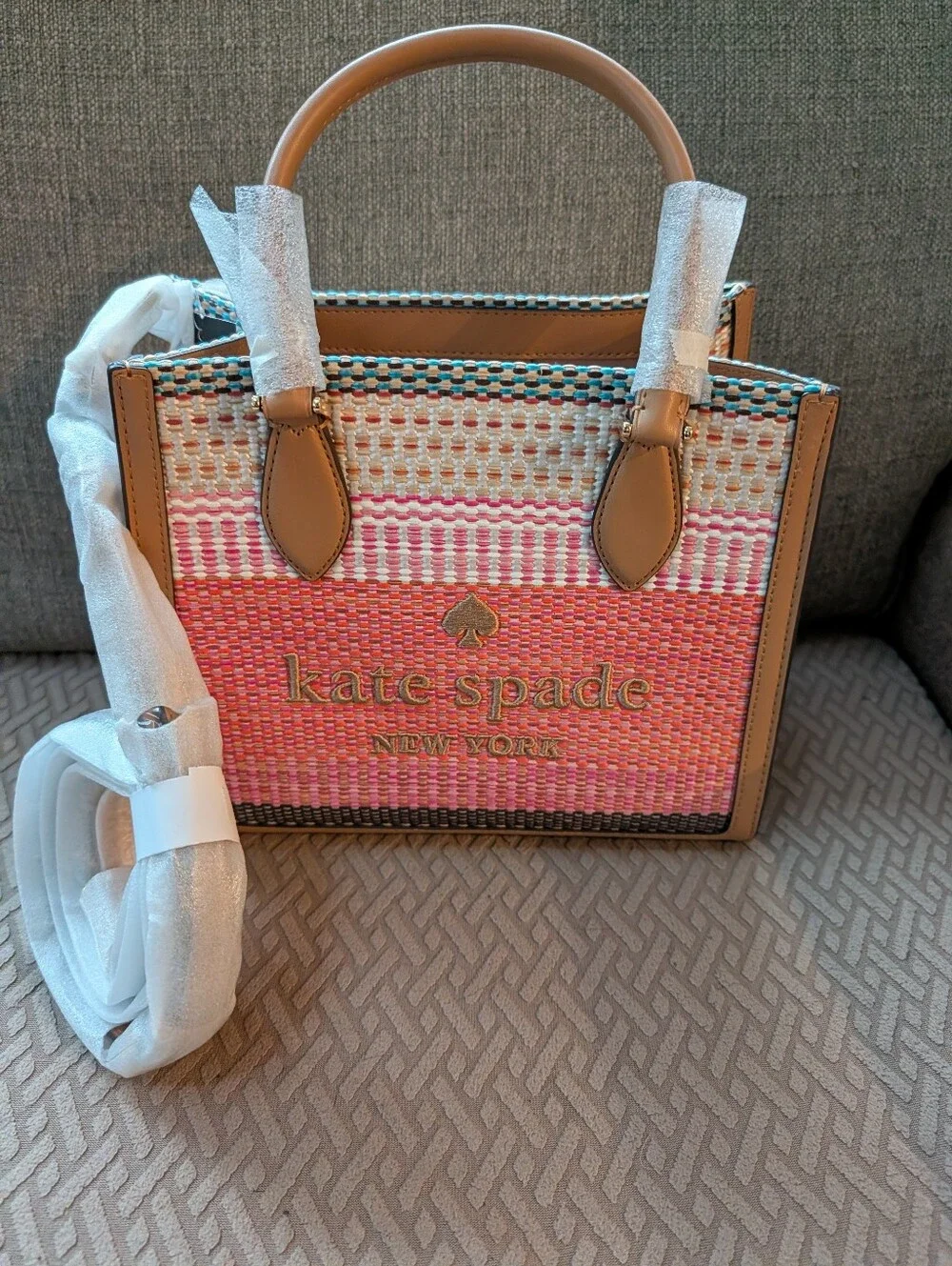kate spade Ellie Straw Small Tote NWT